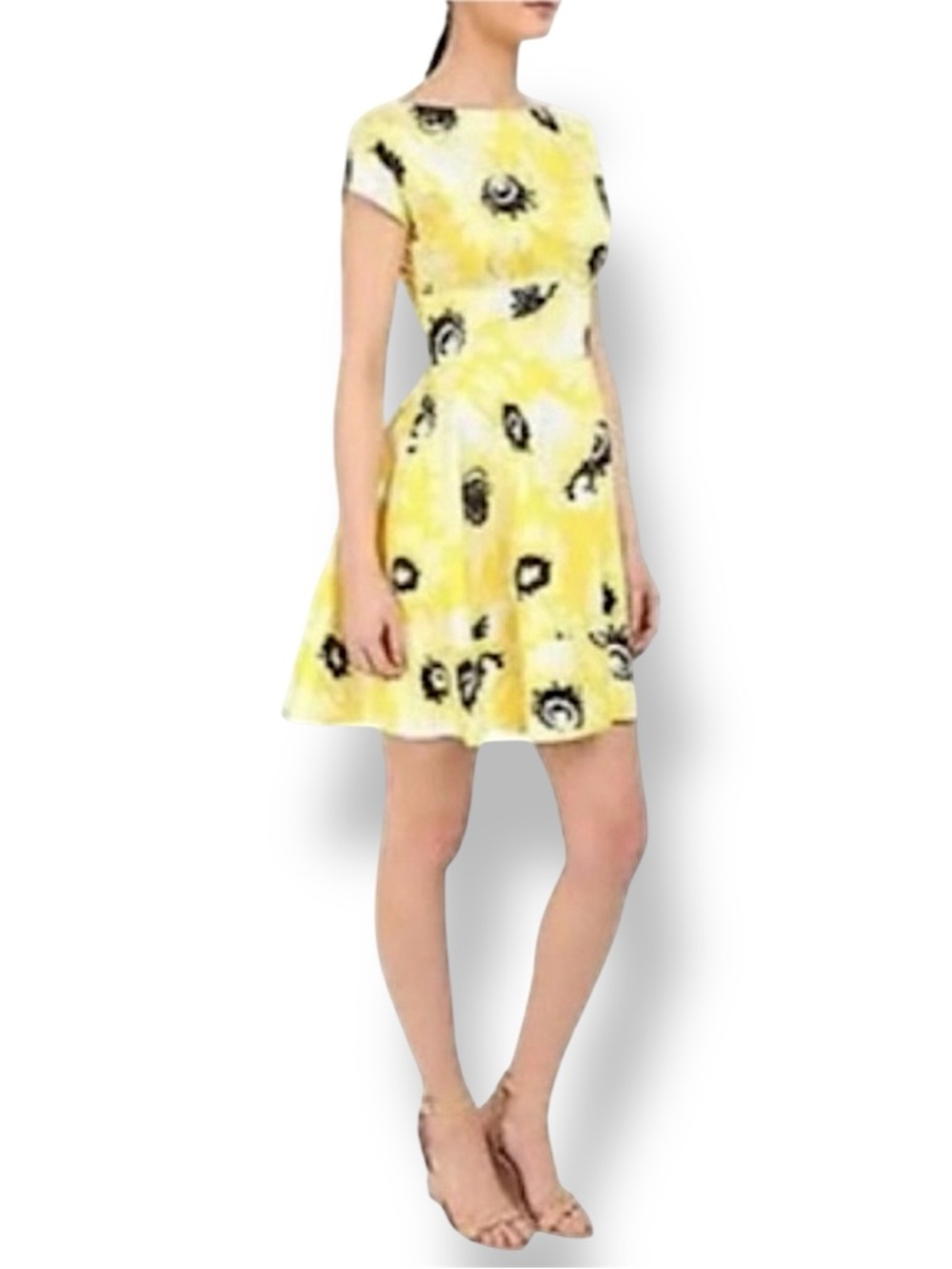 KATE SPADE - FIORELLA Floral Cap Sleeves Yellow Daisy Dress  Size 0
